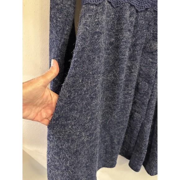 Altar’d State Ruffle Button Down Blue Sweater Cardigan Dress Small Side Pockets - Picture 11 of 16